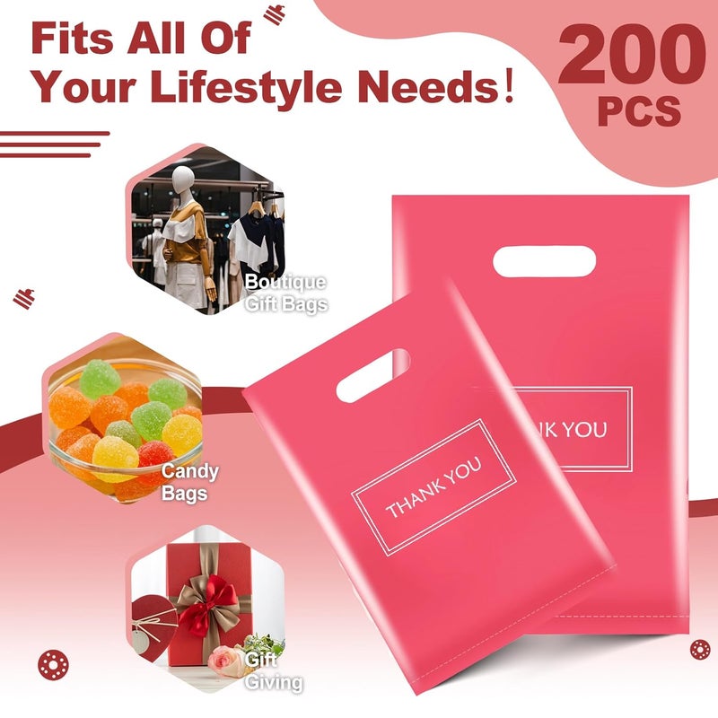 MelonArt Thank You Bags for Small Business, Plastic Retail Bags Merchandise Bags Shopping Boutique Bags for Stores Boutique (Pink) - Image 5